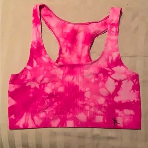 GENTLY USED hot pink tie dye sports bra